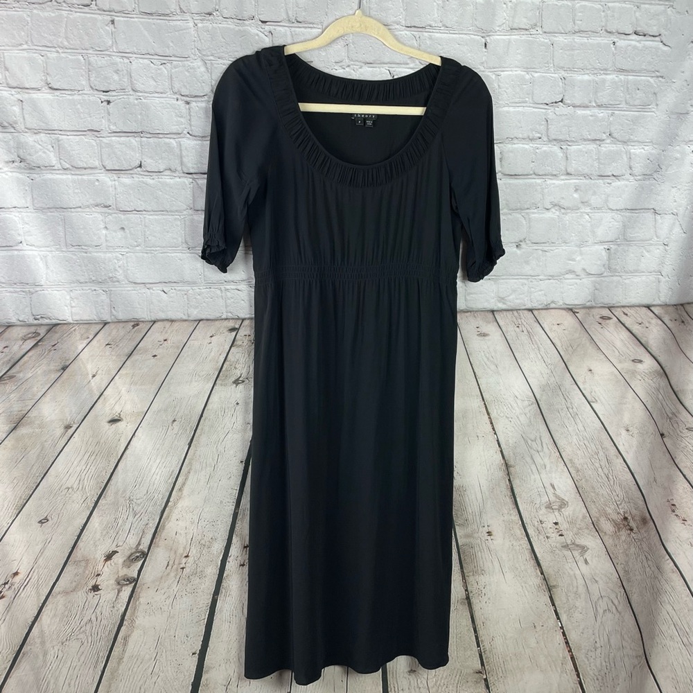 Theory Size P Black Empire Waist Minimalist Modest Lightweight Dress LKNW